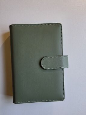 A6 6-Ring Olive Green Snap-Closure Faux Leather Budget Planner